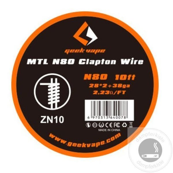 GeekVape 3 Meter N80 MTL Clapton Wire (0.32 mm*2+0.26 mm) Wickeldraht