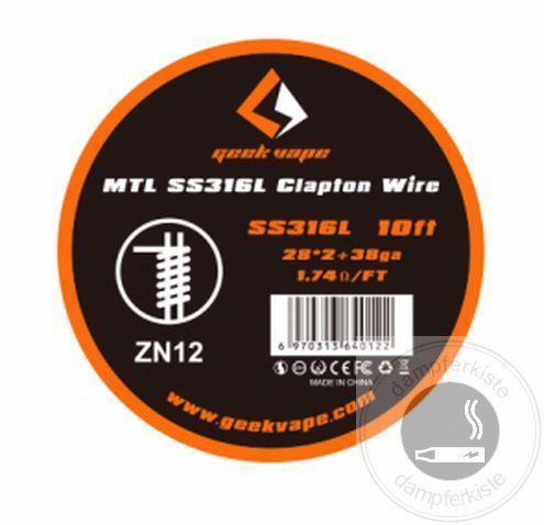 GeekVape 3 Meter SS316L MTL Clapton Wire (0.32 mm*2+0.26 mm) Wickeldraht